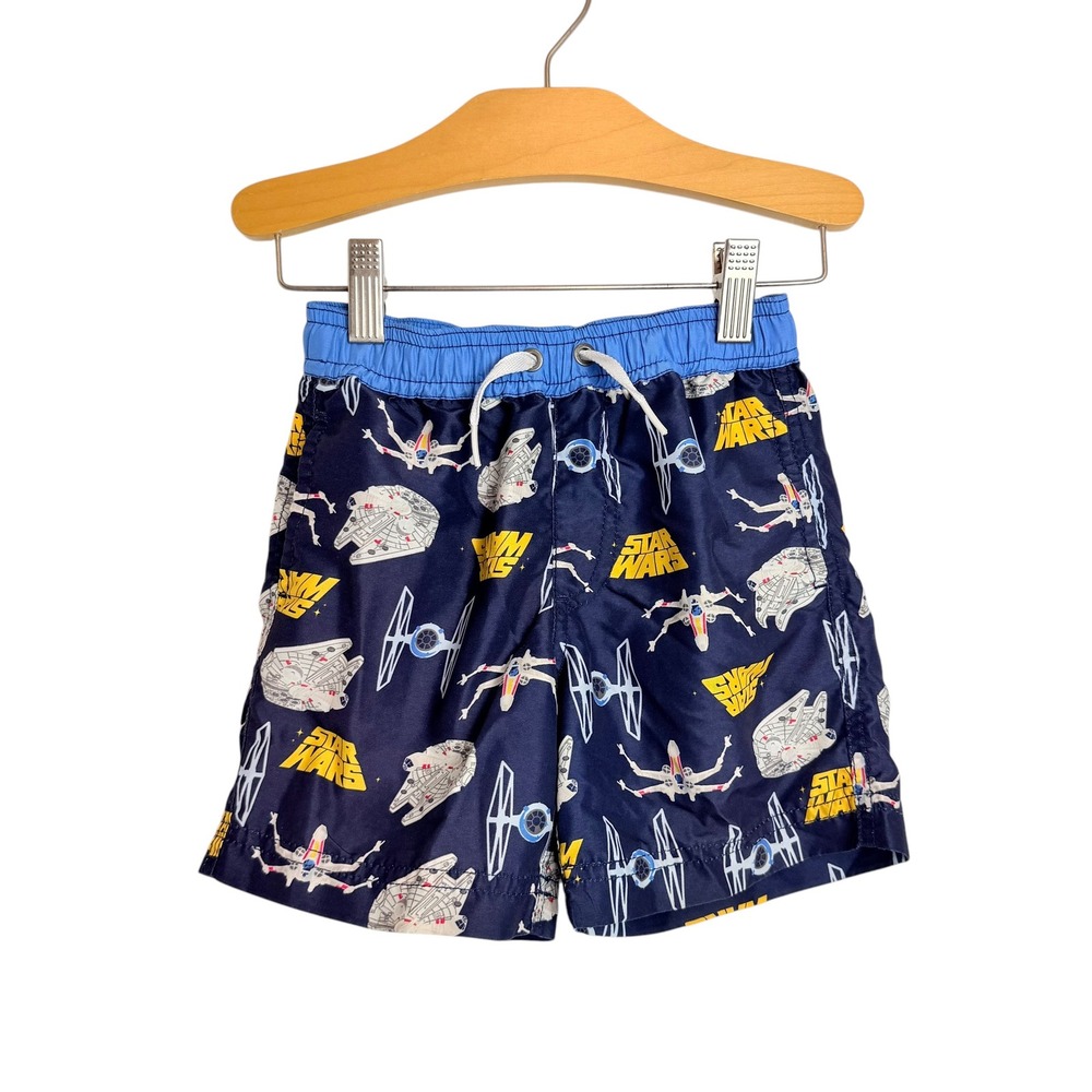 Hanna Andersson Star Wars Millennium Falcon X-Wing Swim Trunks Navy Blue Boys 4